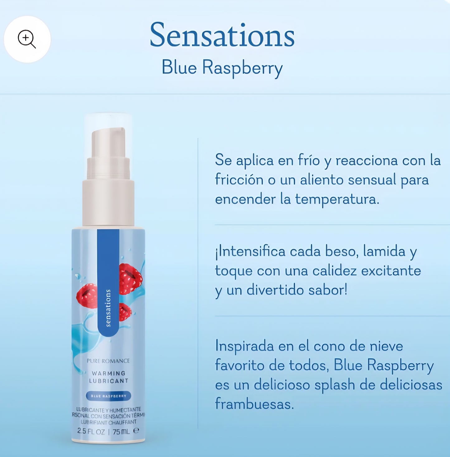 Lubricante que calienta con la friccion y el aliento para juegos intimos y orales